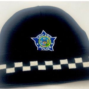 Chicago Police Department Regulation Beanie Hat White Checkerboard